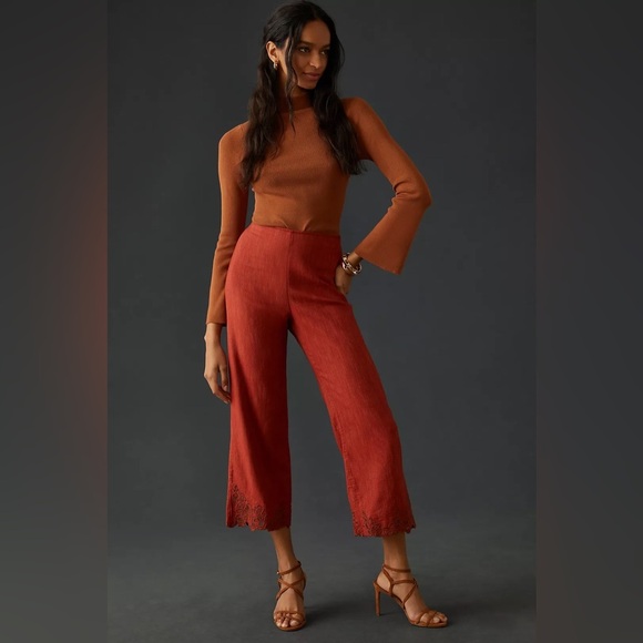 By Anthropologie Embroidered Pants size 6 - Picture 1 of 13